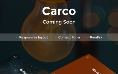 Template Pagina web provvisoria Responsive #64894 "Carco - Coming Soon HTML5"