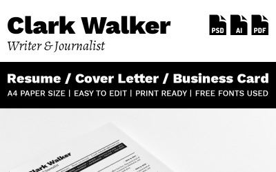Clark Walker - Plantilla de currículum para escritor y periodista