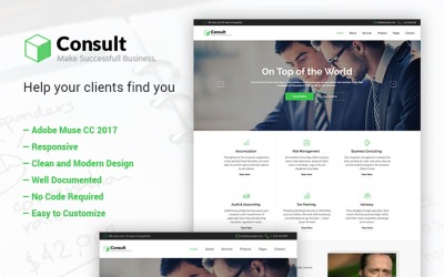"Consult - Business Consulting Adobe CC 2017" 响应式Muse 模板 #64982