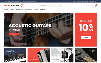 Responsive SoundBizarre - Music Store Magento Theme #64904