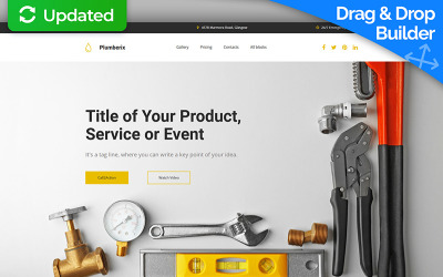 Landing Page Template namens "Plumberix - Plumbing MotoCMS 3" #65034