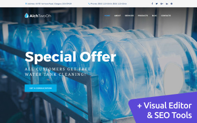 Moto CMS 3 Template namens "Water Delivery Service" #65076