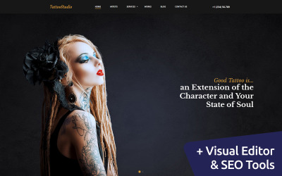 Reszponzív TattooStudio - Artist Studio Moto CMS 3 sablon 65078