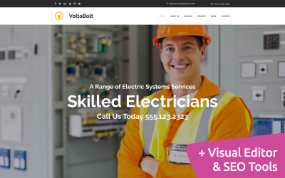 Template Moto CMS 3 Responsive #65092 "Lighting & Electricity Moto CMS 3 Template"