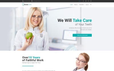 Modello WordPress Responsive #65156 "DentalCare - Dental Clinic WordPress Theme"