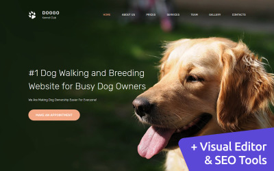 "DOGGO - Kennel Club Premium Moto CMS 3 Template" modèle Moto CMS 3 adaptatif #65288