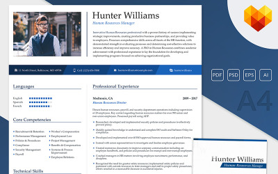 "Hunter Williams - Human Resources Manager" - Шаблон резюме №65244