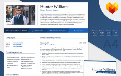 Hunter Williams-人力资源经理简历模板