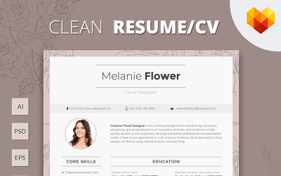 Melanie Flower - Modello di curriculum per designer floreale