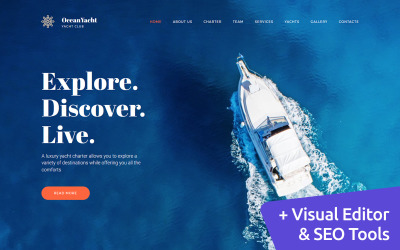 "OceanYacht - Yacht Club Premium Moto CMS 3 Template" 响应式Moto CMS 3 模板 #65290