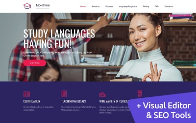 Responsywny szablon Moto CMS 3 Molehine - Language School Premium Moto CMS 3 Template #65310