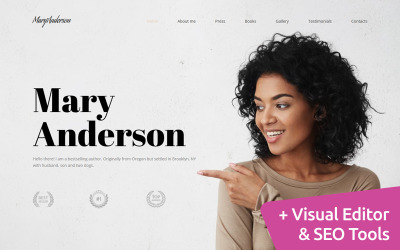 Reszponzív Mary Anderson - Book Writer Premium Moto CMS 3 Template Moto CMS 3 sablon 65305