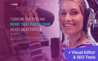 Tema Moto CMS 3 Responsive #65301 "Premium Radio Station"