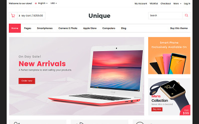 Unik - Webbplatsmall för elektronisk och digital butik