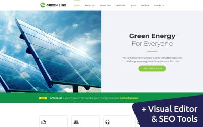 Groene lijn - sjabloon voor Moto CMS 3 van het zonne-energiebedrijf