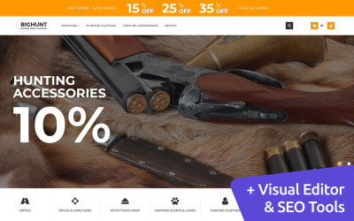 "Hunting Gear and Supplies MotoCMS Ecommerce Template" Responsive MotoCMS Ecommercie Template №65591