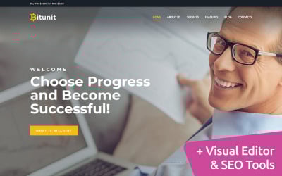 Moto CMS 3 Template namens "Bitunit - Bitcoin Kryptowährung" #65571