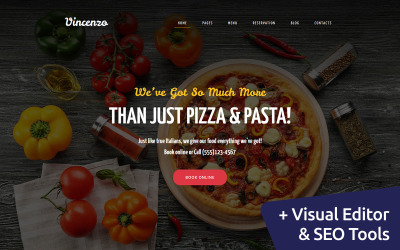 Вінченцо - Смачна піца-ресторан Moto CMS 3 Шаблон