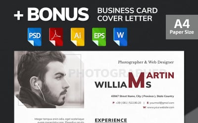 Martin Williams - Photographer &amp; Web Designer Resume Template