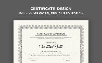 Plantilla de certificado de diseño plateado