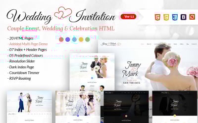 Modèle de site web pour invitation de mariage et célébration de couple