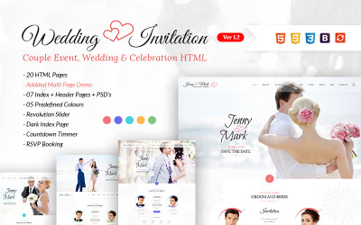 Wedding Invitation - Couple Event & Celebration Website Template Web Sitesi #65727