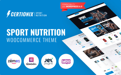 Certionix - шаблон веб-сайту про спортивне харчування з темою Woocommerce та Elementor WooCommerce