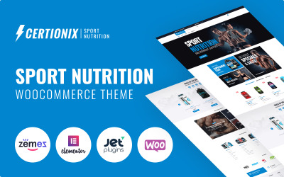 "Certionix - Sport Nutrition Website Template with Woocommerce and Elementor" - адаптивний WooCommerce шаблон №65870