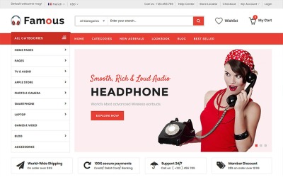 Известный - HTML5 шаблон веб-сайта магазина электроники №65867