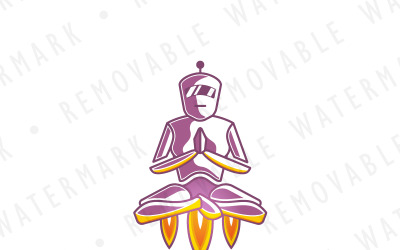 Modèle de logo de méditation robot