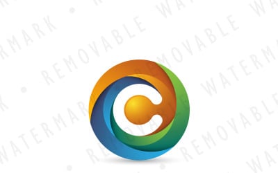 C Abstract Spiral Ring Logo Template