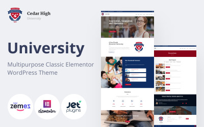 Cedar High - Universitair multifunctioneel klassiek Elementor WordPress-thema