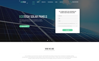 Responsive Ecotech - Solar Energy HTML5 Landing Page Template Açılış Sayfası #66063