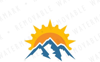 Alpská hora slunce Logo šablona