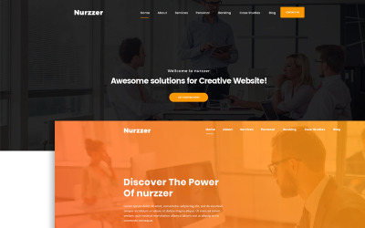 "NURZZER - Multipurpose, Consulting,Finance, Business Agency PSD Template" - PSD шаблон №66158