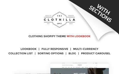 Responsivt Clothilla - Clothing Store Shopify Theme Shopify-tema #66149