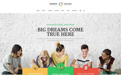 "Rainbow Colleges - E-Course" - bootstrap WordPress шаблон №66265