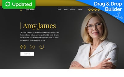 Amy James - Modèle de page de destination MotoCMS 3 Book Writer