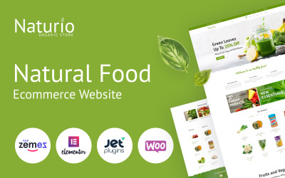 "Naturio Food Store Template Elementor WooCommerce Theme" - адаптивний WooCommerce шаблон №66344
