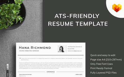 Hana Richmond - Modèle de CV de responsable du marketing numérique