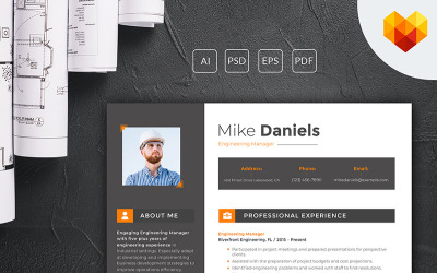 Luxusní Šablona pro životopis "Mike Daniels - Engineering Manager" #66446