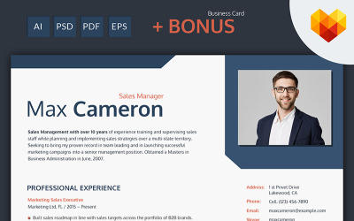 Max Cameron - Sales Manager CV-sjabloon
