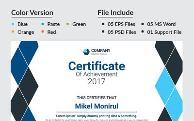 Modello di certificato di società commerciale
