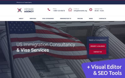 Voyage Agency - Шаблон Moto CMS 3 для иммиграционного консультирования