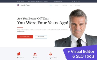 Джозеф Паркер - політичний кандидат Moto CMS 3 Шаблон