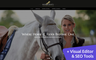 "Horserati - Horse Club Moto CMS 3 Template" modèle Moto CMS 3 adaptatif #66502