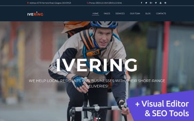 Ivering - Plantilla Moto CMS 3 para mensajería en bicicleta y entrega de paquetes