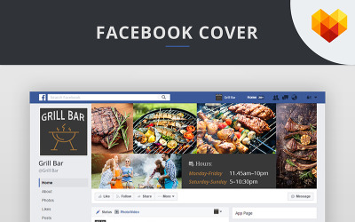 Обложка Facebook и аватар для шаблона социальной сети Grill Bar