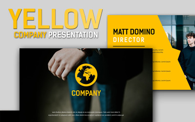 Sarı Şirket İş Sunumu PowerPoint şablonu