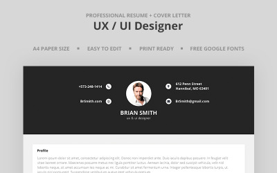 Брайан Сміт - шаблон резюме дизайнера UX / UI